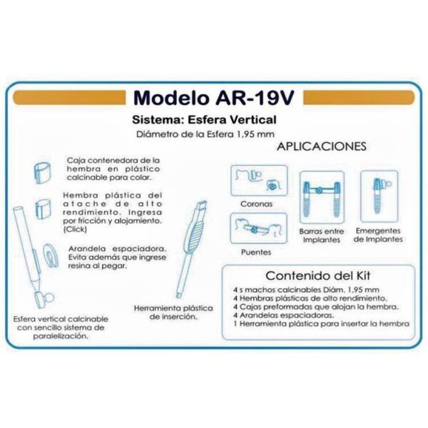 Atache Kit Bola Vert x 4 1,9mm AR-19V