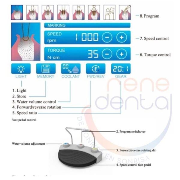 Micromotor Fisiodispenser Implanter Led Woodpecker - Imagen 2